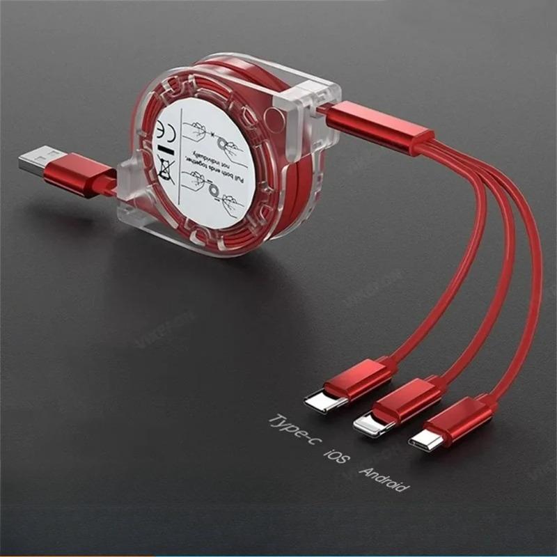 1pcs One To Three Expandable Data Cable Portable and Practical with High Aesthetic Value Car Three in One Charging Cable