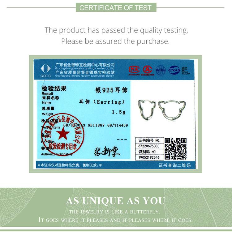 WOSTU 925 Sterling Silver Simple Cute Cat Earrings for Women Fine Jewelry