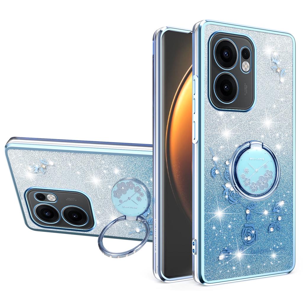 KADEM Pro Oppo Reno13 F 5G Pouzdro Prsten Stojánek TPU Květiny Kryt na telefon Gradientní Třpytky