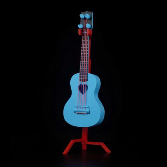 Mini Musikinstrument Modell Miniatur Gitarre Ukulele Guzheng Spielzeug mit Ständer für Puppenhaus Zubehör Heimdeko