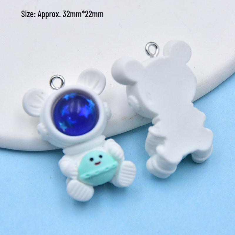 Colorful Resin Astronaut Pendant and Rocket Bag Charm Jewelry Accessory