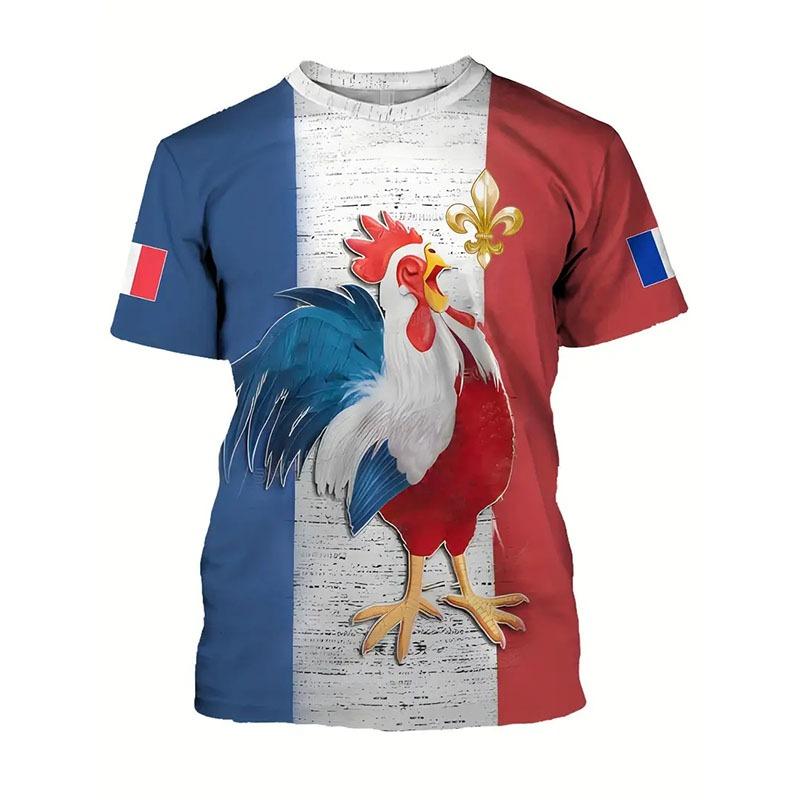 France Football Jersey Men s T-shirts Soccer Uniform Short Sleeve Tees French Map Flag Graphic Casual Sports Unisex Tops L