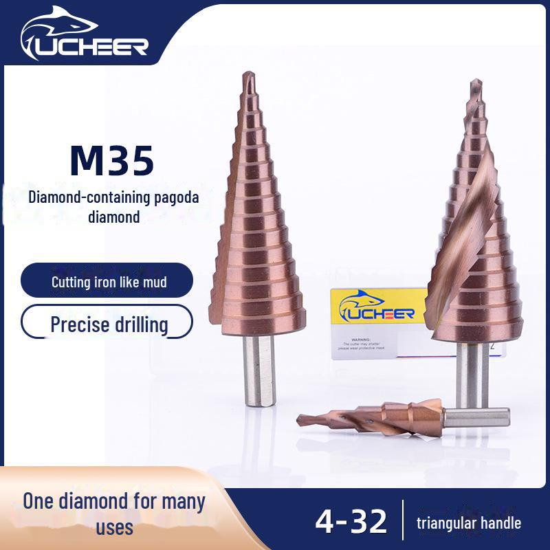 

M35 Cobalt Pagoda Drill Set: CO5 Stainless Steel High-Speed Spiral Groove Step Drills for Hole Expansion.