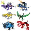 672pcs 6in1 Armor Transformation Dinosaur Robot Building Blocks Dino Mecha Bricks City Construction Toys for Children