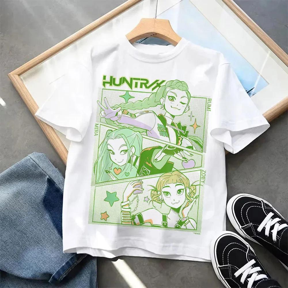 Kpop Demon Hunters Short Sleeve T-shirt Harajuku Tiger Design Children's Clothing for Boys And Girls