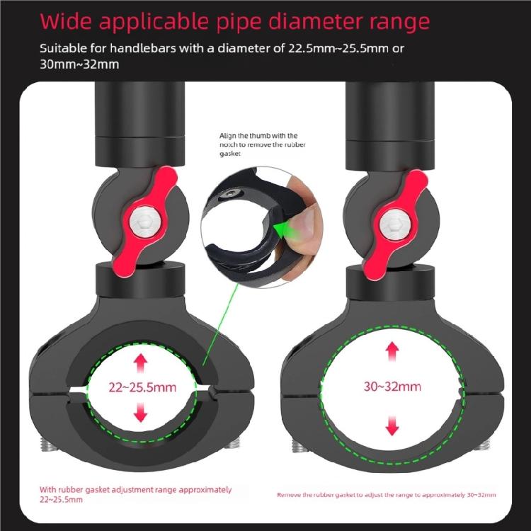 Svorka s držákem na řídítka pro kolo a motorku, Držák na trubku kola pro 360° akční kameru