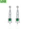 High End 100 Women % Tone Emerald Drop Earrings Sparkling High Carbon Diamond Wedding Occasion Gathering Bridal Event Party Event