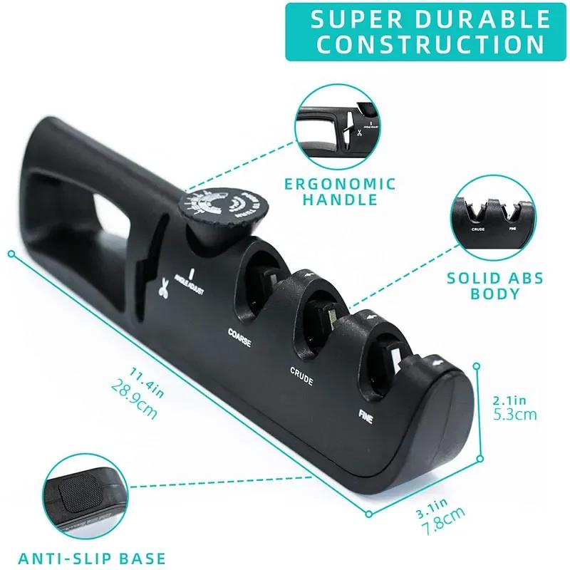 Knife Sharpener Angle Adjustable 4 Stages Scissors Sharpening Stone Professional Kitchen Grinder Knives Whetstone Sharpener Tool