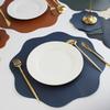 1Pcs Waterproof Non-Slip Kitchen Tableware Pad Flower Shaped Leather Placemats Heat-Resistant Place Mats Christmas Decor