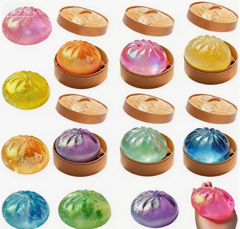 Giant Squishies Dumpling Bun Toy, Slow Rising Glitter Dumpling Stress Ball, Stress Relief Fidget Toy For Home Office Travel Toys