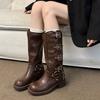 Thick-soled Western Cowboy Xinjiang Sichuan-Tibet Knight Boots Women's 2025 New Charmelade Brown Tall Long Boots