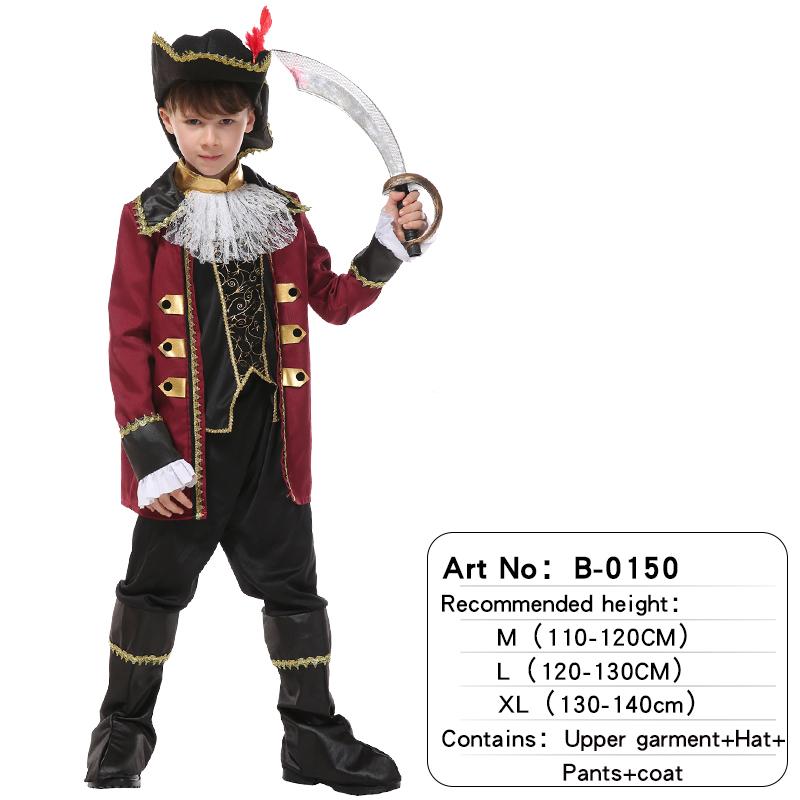 Costumes de Pirate d'Halloween pour Enfants Garçons Enfants Costume de Pirate Fantasia Infantil Vêtements Cosplay XL(130-140cm) brown