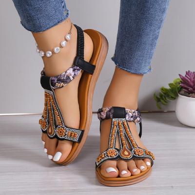 Roman Style Sandals Flat Bottomed Open Toed Beach Shoes Fashionable Women's Sandals