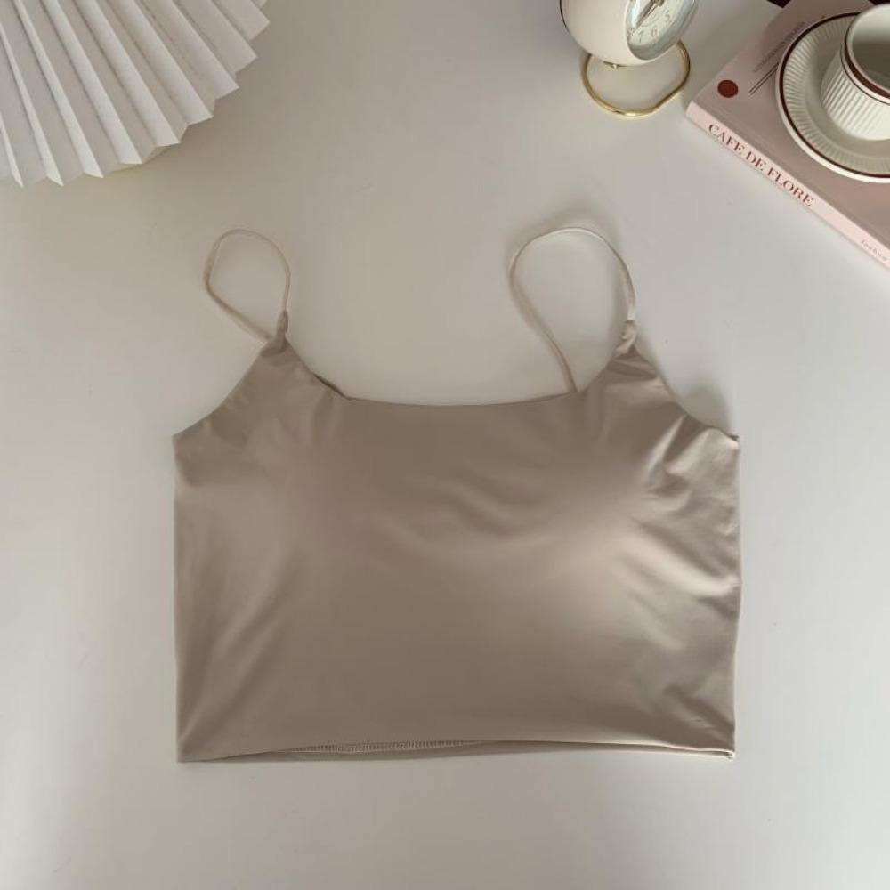 Chest Pad Tank Top Ice Silk Halter Crop Tops Women Summer Camis Backless Camisole Fashion Tube Lady Sleeveless Cropped Vest