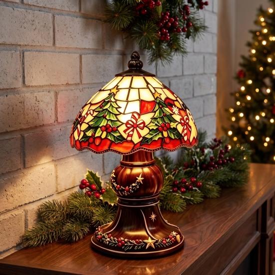 Bedroom Holiday Decor Christmas Lighted Table Lamp, Santa Claus Reindeer Garden Balcony Ornaments Desktop Ornament for Living Room Indoor Home
