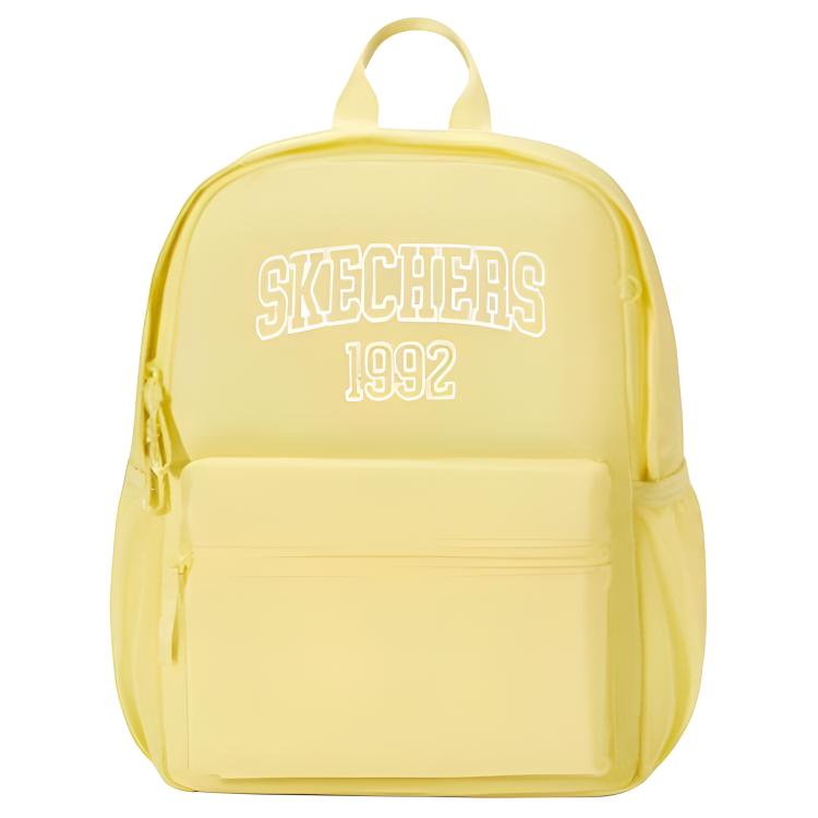 Skechers Comfort Sports Series Letter Print Multi-Pocket Design Backpack Unisex Backpack Light-Banana-Yellow L325K104-01UP Light Banana Yellow