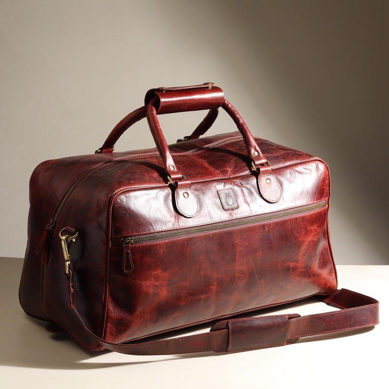 Full Grain Leather Weekender Bag: Handmade Duffle, Carry-on Holdall