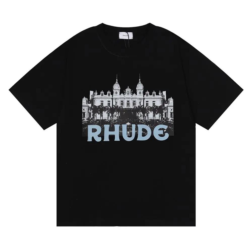 GUOYAN TOP Lente/Zomer Rhude T-shirt voor dames en heren, oversized model, T-shirt met korte mouwen, luxe merk heren T-shirts, Amerikaanse maten S-4XL L