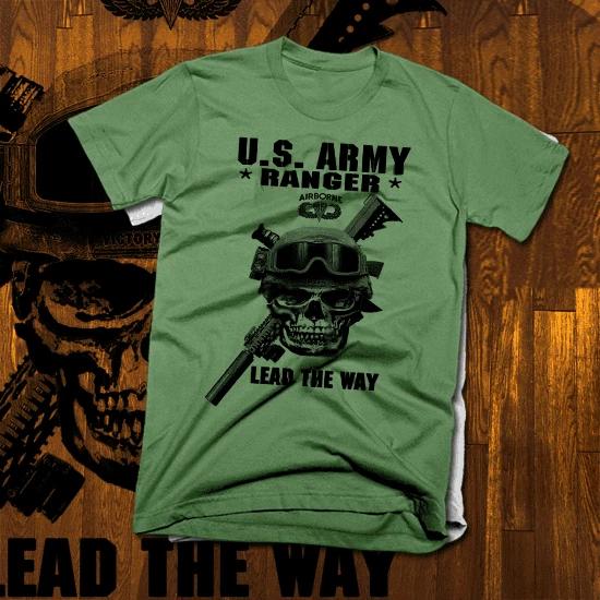 Army Special Forces Ranger T-Shirt Airborne Combat Veteran Military Lead the Way M