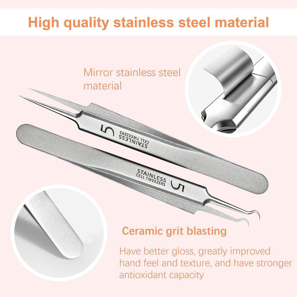 Blackhead Tweezers, Milia Remover, Pimple Popper Tool,Ingrown Hair Tweezers, Blackhead Extractor