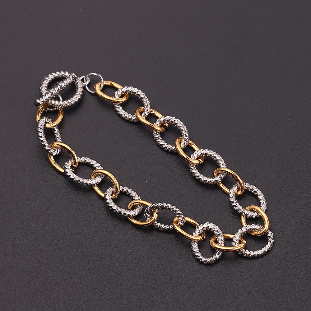 Link Bracelet for Women 2 Tone Circles Chain Silver and Gold Wire Cable Bangle Designer Inspired Bracelets Gift Jewelry