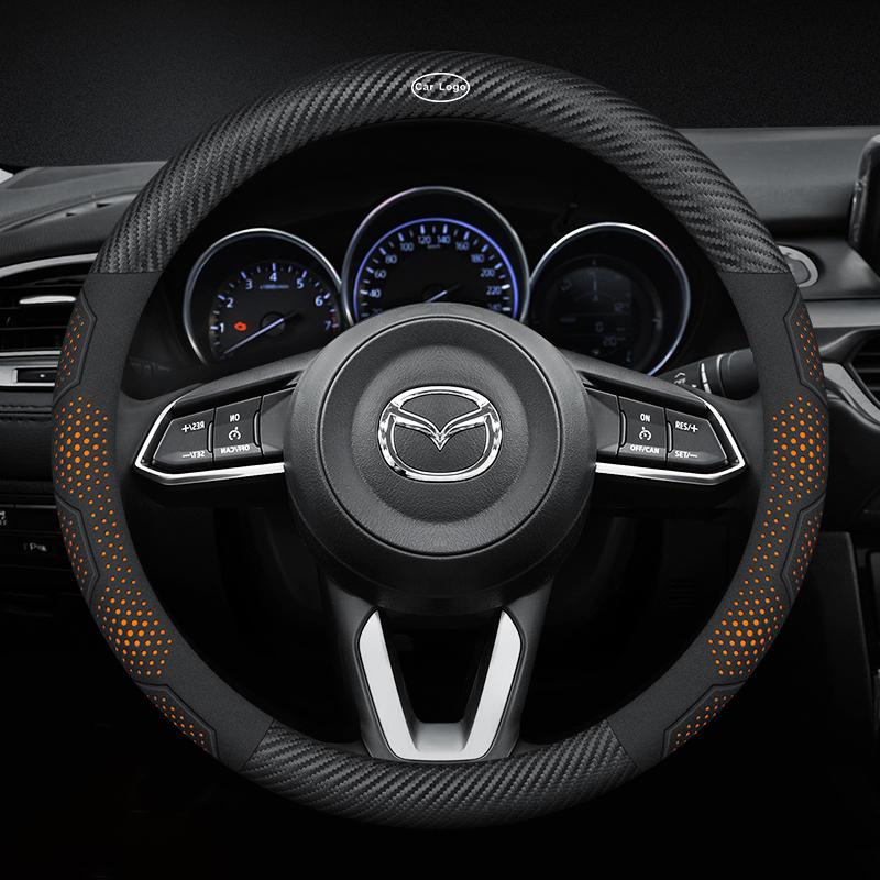BFI1 For Mazda 2 3 6 CX-5 MX-5 CX-30 CX-9 Car Suede Carbon Fiber Leather Breathable And Anti-Slip Steering Wheel Cover Accessories