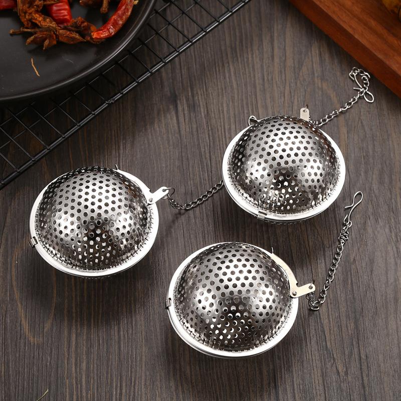 4 Sizes New 304 Stainless Steel Tea Infuser Reusable Spice Strainer Sphere Locking Teaware Sieve Novel Kitchen Accessories
