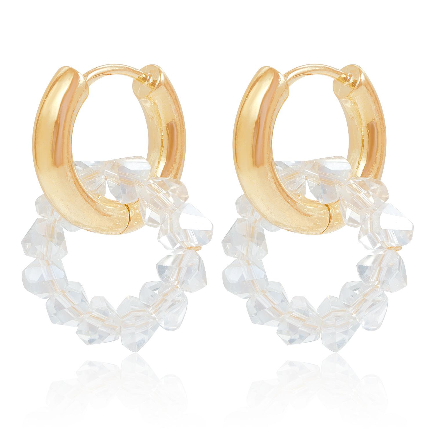 Fashion double-circle earrings Y1K Spice Girl spinel earrings personalized simple temperament metal earrings