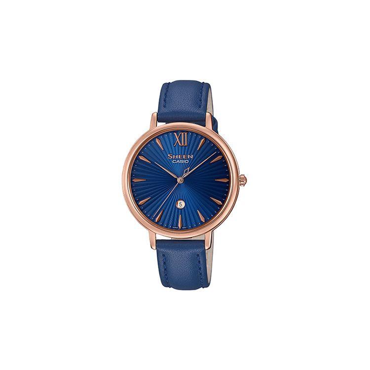 

Casio Sheen Series Classic Minimalist Design Elegant Business Quartz Movement Leather Strap Watch Women watches Blue SHE-4534PGL-2AUPR-PERSON Royal Blue Watch Dial