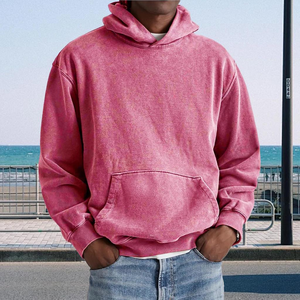 Men Hooded Pullover With Pocket Long Sleeve Fleece Sweatshirt Workout Tops Fall Fashion Hoodie