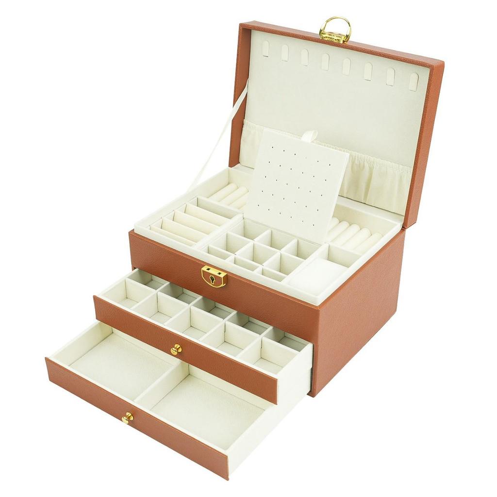 Exquisite Large Multi-Layer Jewelry Box for Necklaces, Ear Studs, Earrings, Rings & More
