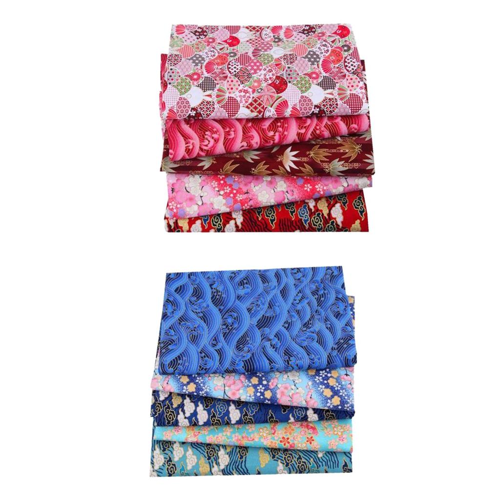 10PCS Japanese Floral Fabric Squares for Quilting Crafting Sewing