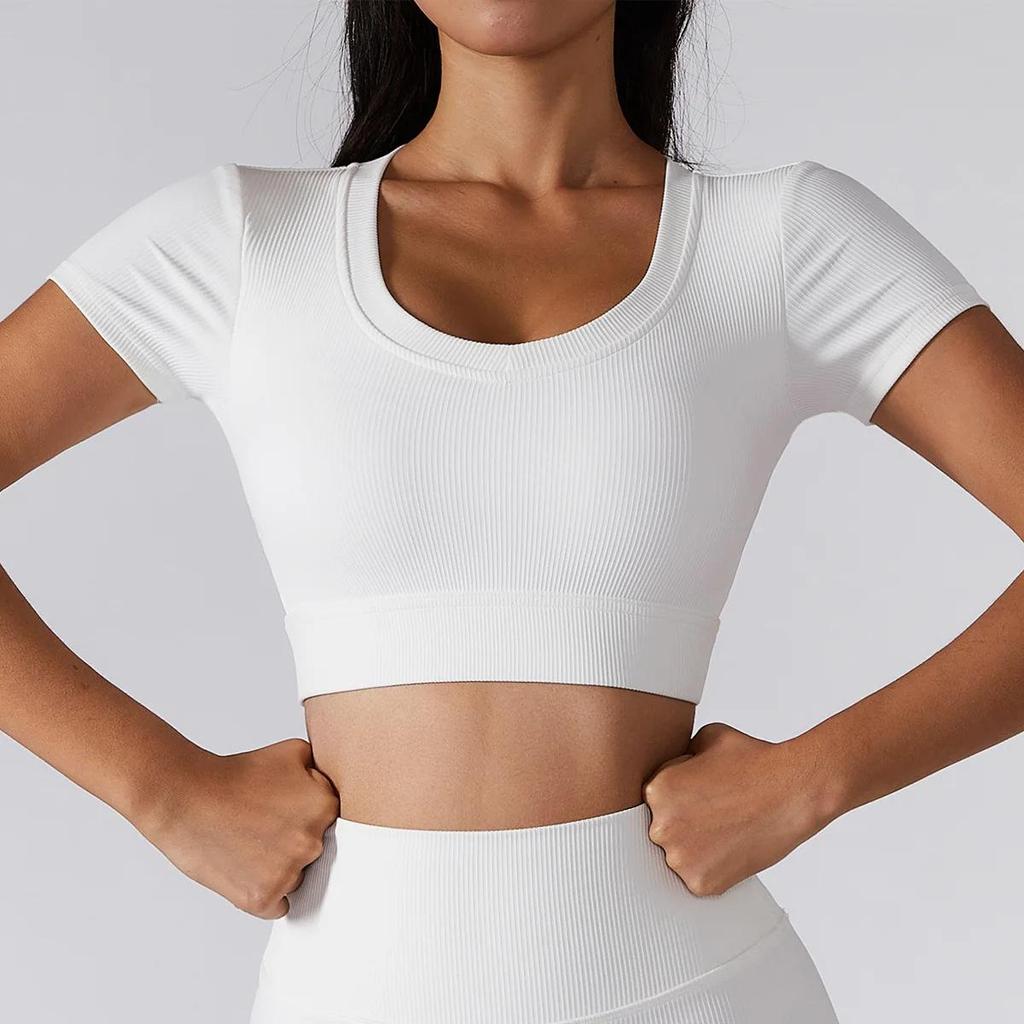 Summer New Arrival Ribbed One-Shoulder Yoga Top & Sports Bra