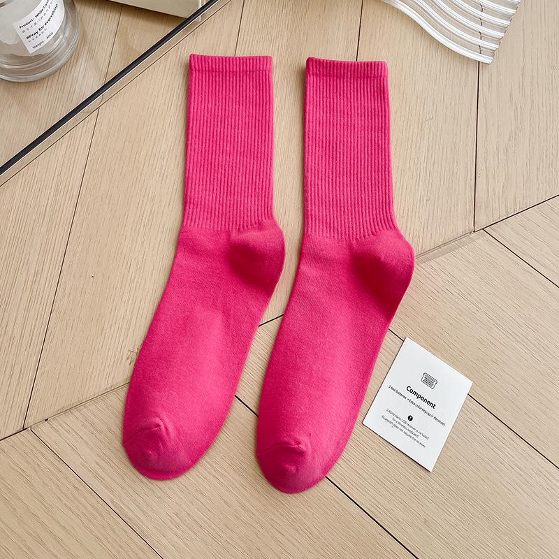 Bunte Damen Baumwoll Kniehohe Tanzsocken: Macaron Bonbonfarbe, Wadenlang, Japanischer Stil