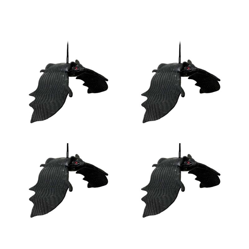 4Pcs Scary Realistic Bat Hanging Ornament Wall Hanging Decorations For Garden Window Display Halloween Celebration