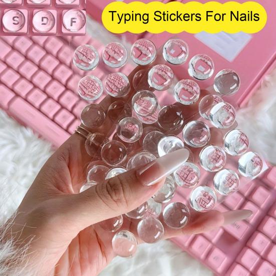 32/64/128Pcs Long Nails Keyboard Stickers Women Raised Keyboard Bubbles Clear Nail Art Typing Sticker Laptop PC Keyboard Covers