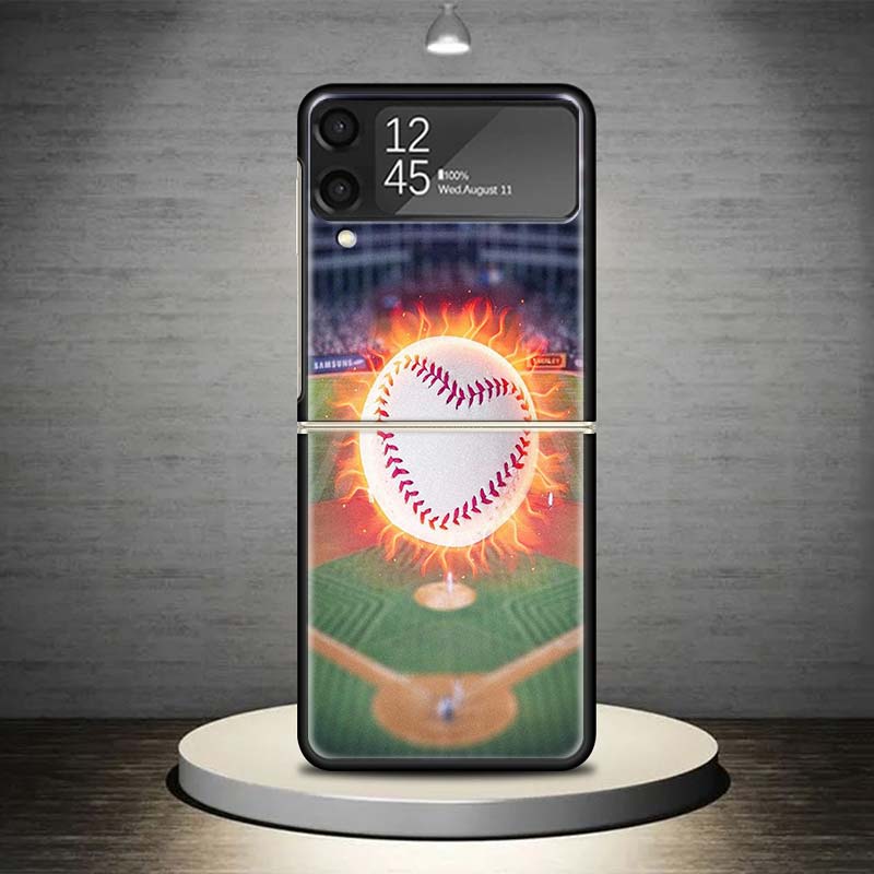 Baseball Sport Phone Case For Samsung Galaxy Z Flip 7 6 5 4 3 5G Shockproof Cover Z Flip7 Flip6 ZFlip5 Flip3 Flip4 Luxury Shell