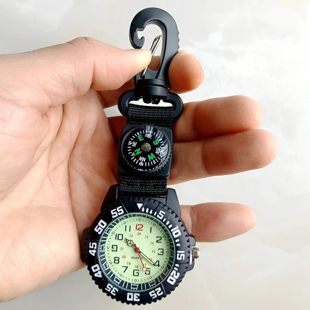 with Compass Compass Watch Black Carabiner Watch Unisex Pocket Watch Outdoor Sports