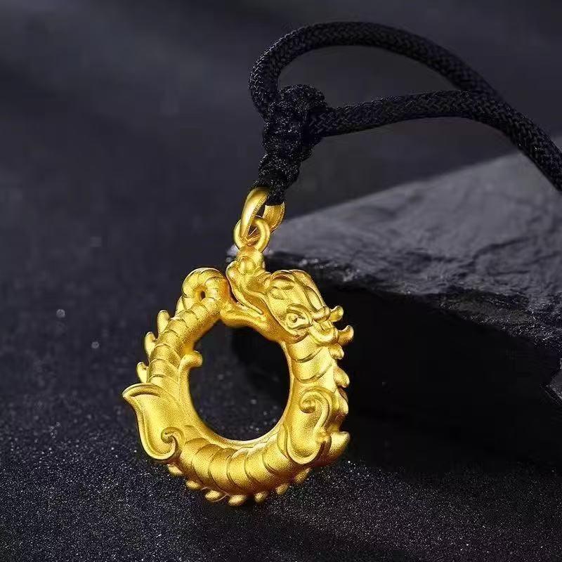Versatile Gold Dragon Pendant - New Chinese Style Men s Jewelry, National Trend Gift for Dad.