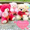 Day Bouquet Bear Plush Toy with Artificial W230 X H250 X Lulu's Valentine's Full-Lille Flowers, Size D200mm, Rainbow, Lulu's-0532