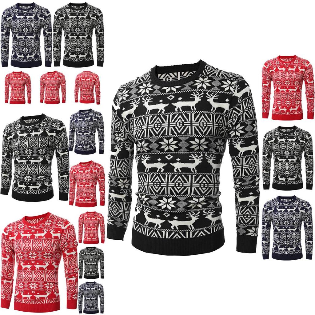 Eleganter Retro Vintage Weihnachts Herren Weihnachts Pullover Mit Schneeflocken Strickmuster