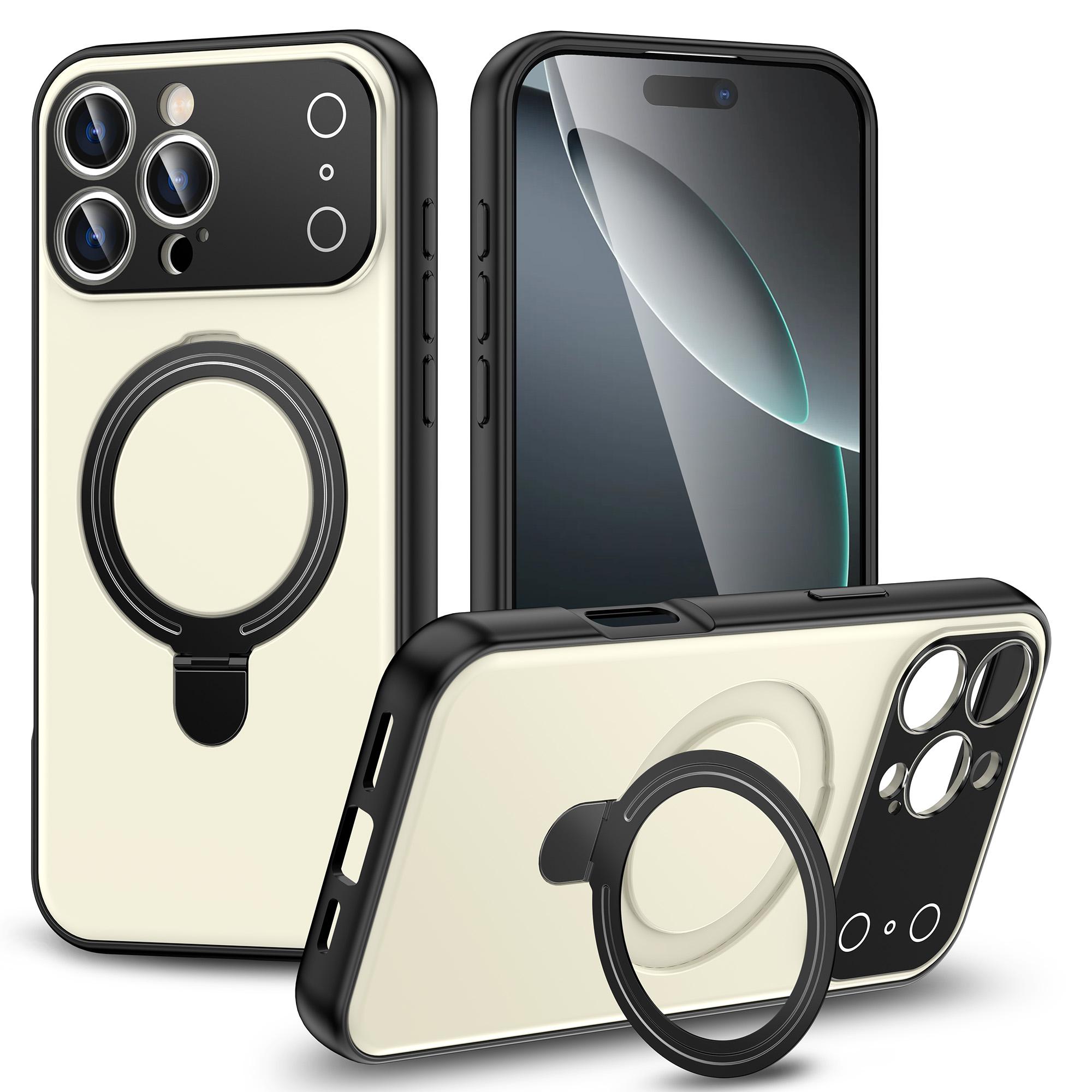 

Invisible Stand Magnetic ForMagsafe Phone Case ForiPhone 17 Air 16 15 14 13 12 11 Pro Max Plus Lens Protect Shockproof Cover iPhone 11 античний білий колір