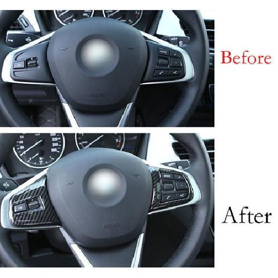 For BMW 2 Series Touring 15-19 ABS Carbon Fiber Steering Wheel Switch Cover Trim