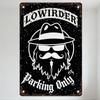 Vintage Rustic Metal Tin Sign Lowrider Man Fedora Hat Mustache Beard Parking Only Sign Decor for Bar Club Home Man Cave