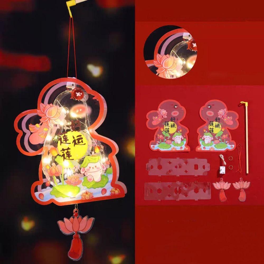 DIY Material Bag Mid-Autumn Festival Lantern DIY Glowing Light-Up Bunny Lantern  Photography Props