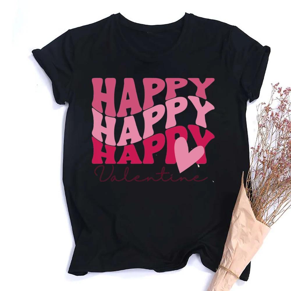 

Happy Valentine Print Women Shirts Valentine s Day Party Outfit Tee Female Short Sleeve T-shirt Lover Holiday Girls Tops T Shirt S