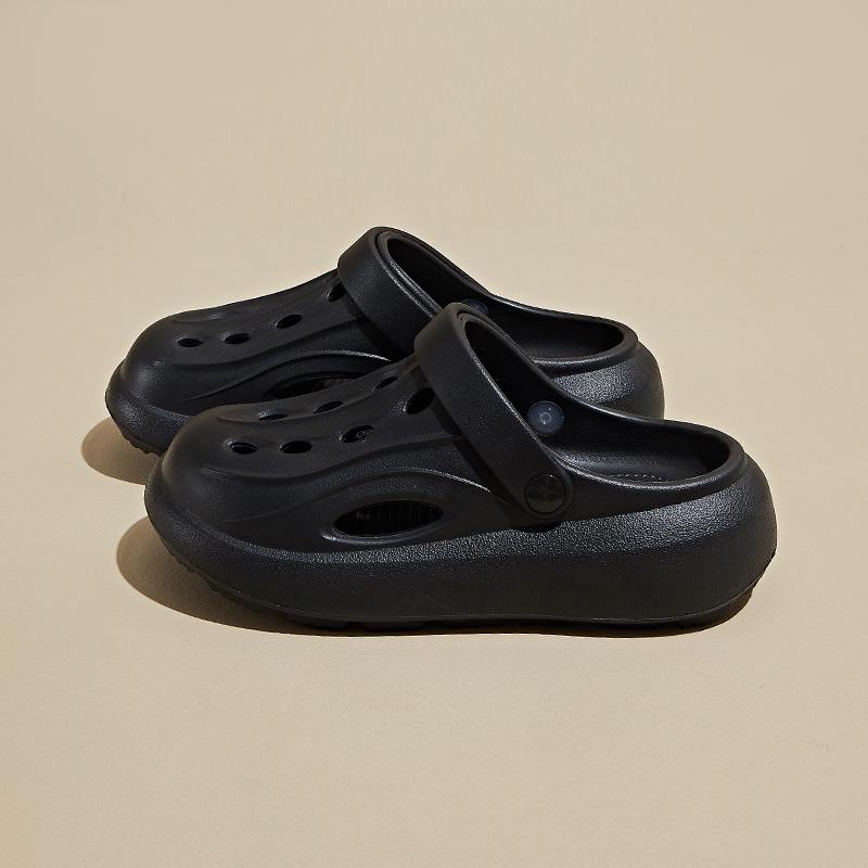 New Couples Summer Hole Shoes Bag-toe Sandals Thick Sole Heightened Comfort and Breathable Leisure