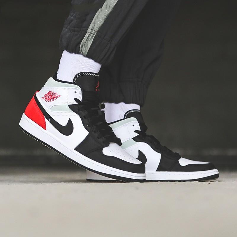 Jordan 1 Mid SE White Black Red Spruce GS BQ6931-100