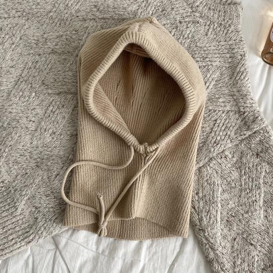 Scarf Hat Solid Color Adjustable Straps Winter Knitted Hat Head Neck Ear Protection Cold Weather Accessories