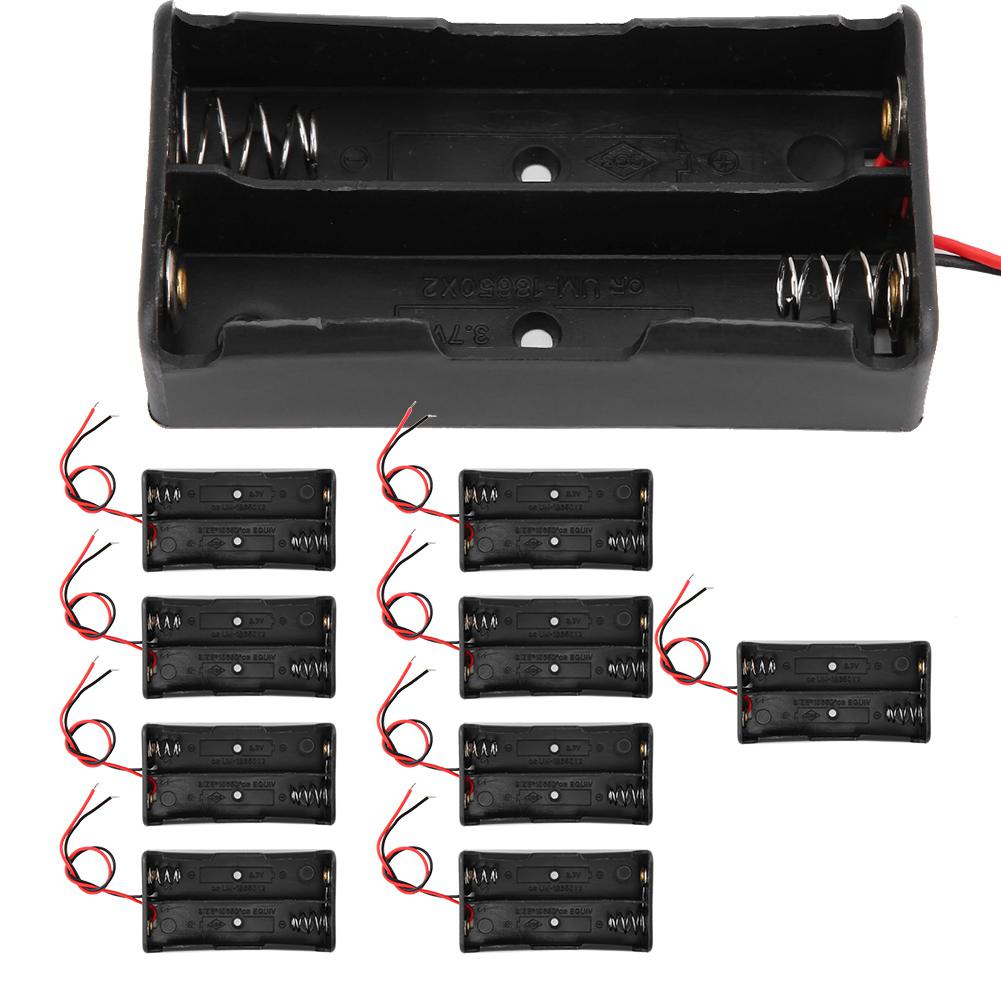 10pcs Double 18650 Battery 3.7V Storage Box Holder Case Black High Strength